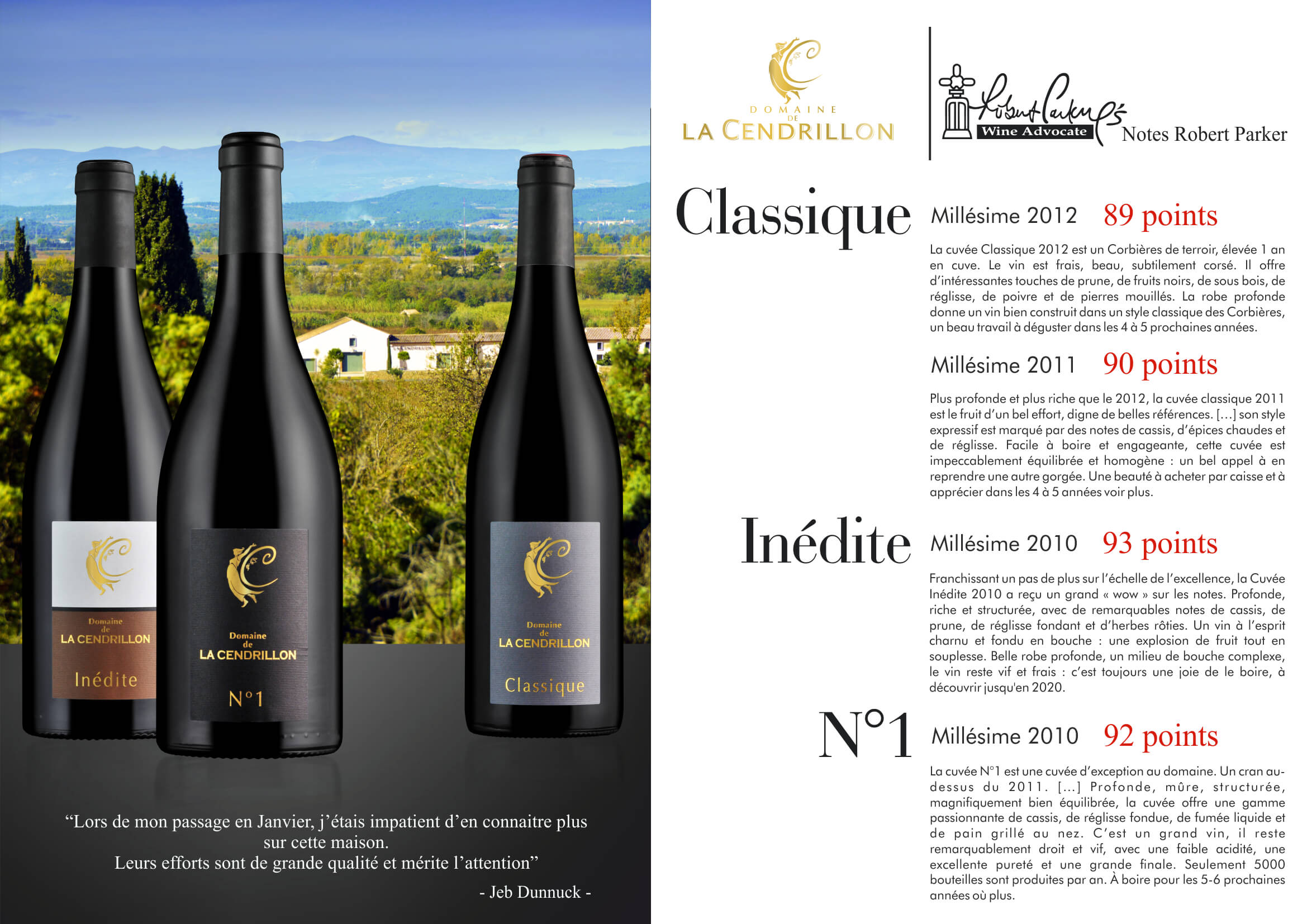Domaine La Cendrillon - La Cendrillon s’affirme dans le Wine Advocate